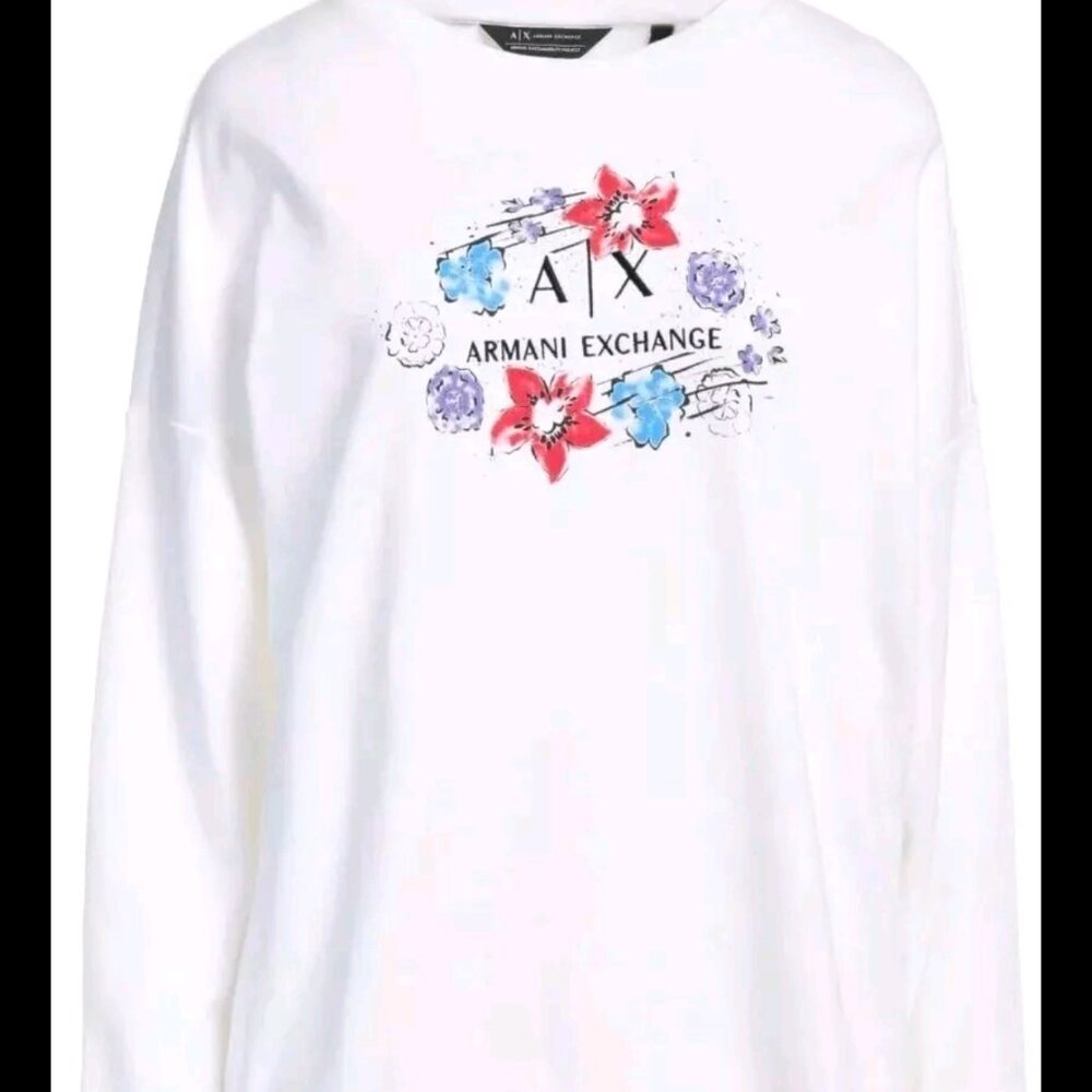 A|X Armani Exchange Women's Contrast Logo Long-Sleeve Sweatshirt, White